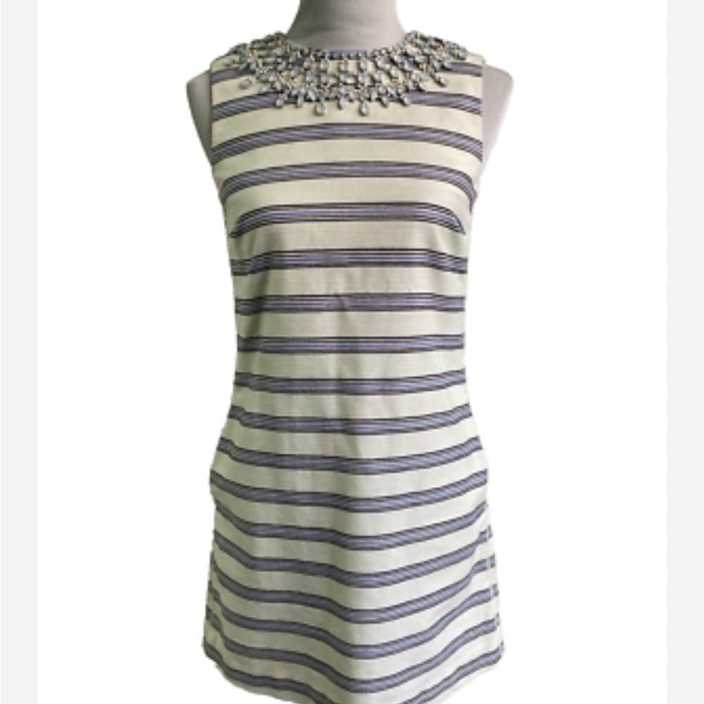 Tory Burch Kaylin Beaded Cotton Shift Cocktail Dress